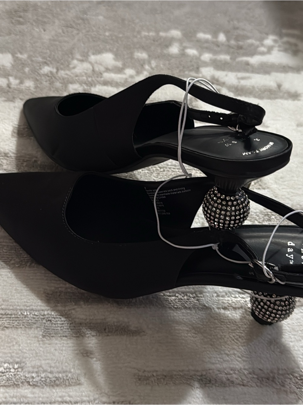 a new day Black Slingback Pumps with Jeweled Ball Heels